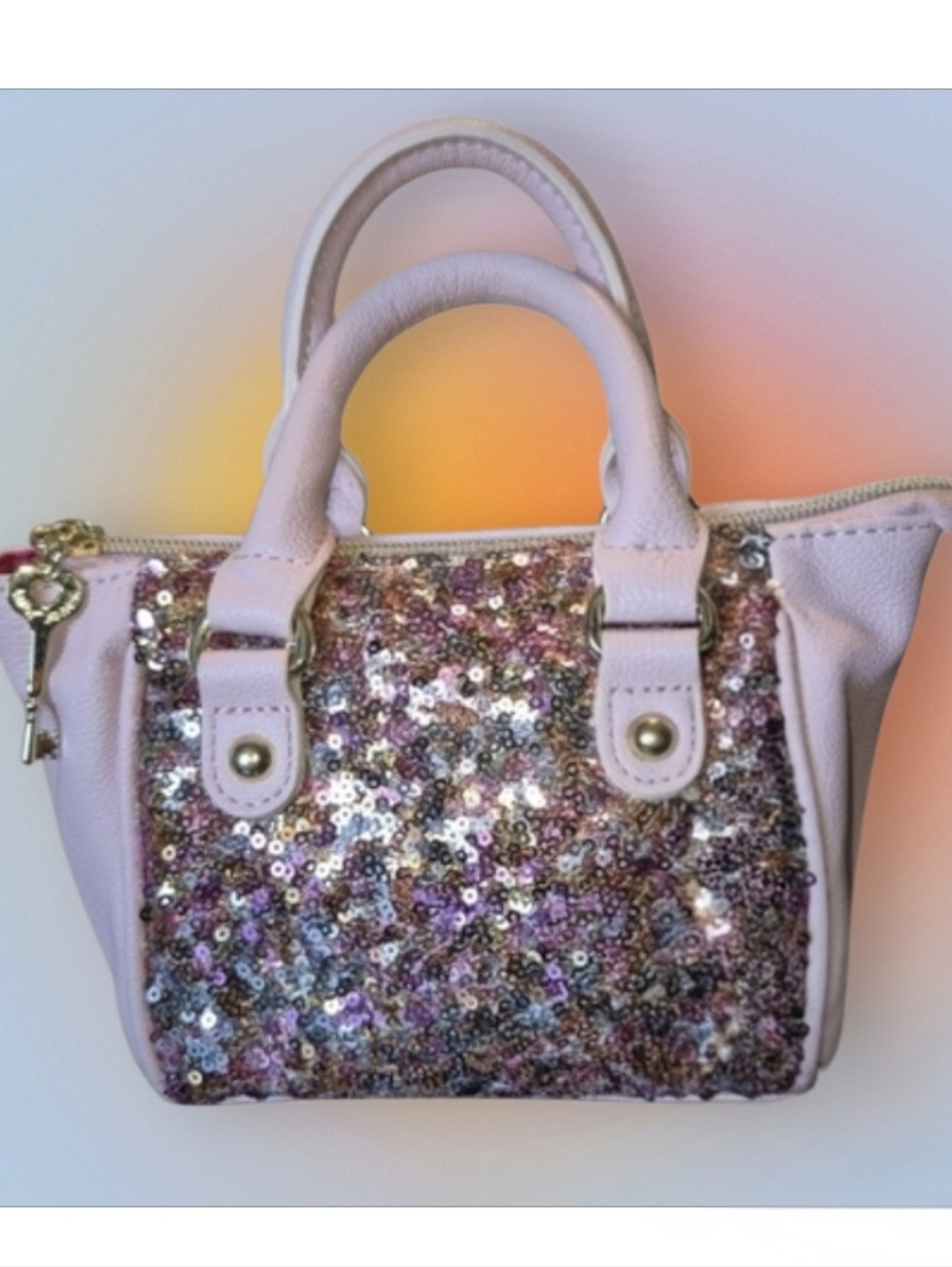 Betsey Johnson Pink Sequin Mini Bag GUC - Picture 3 of 9